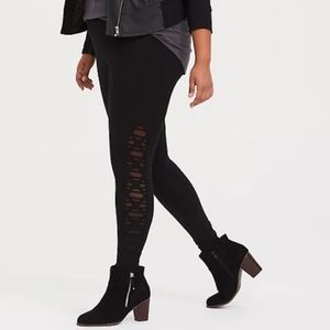 PREMIUM LEGGING - SLASHED MESH UNDERLAY BL…